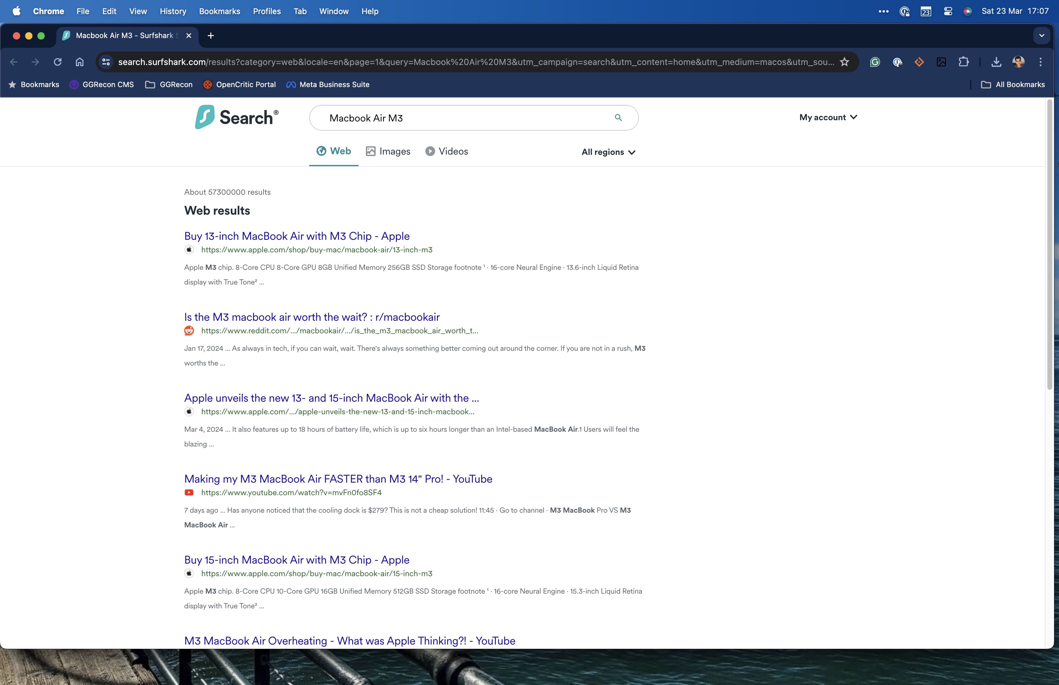 SurfShark VPN Search Function